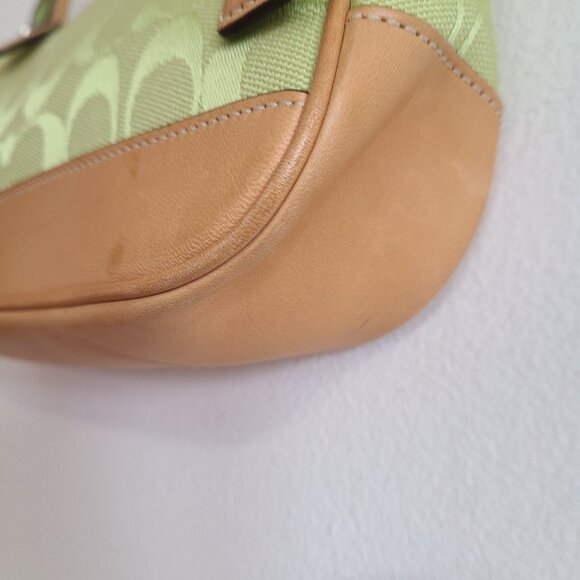 Coach Y2K Demi Baguette Bag Wristlet Signature Monogram Yellow Leather Trim 6094 - Picture 5 of 10